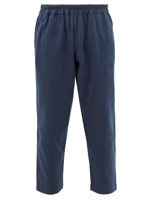 Marrakshi Life - Cropped Cotton Trousers - Mens - Navy