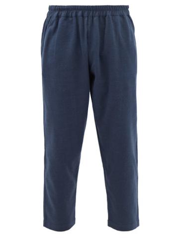 Marrakshi Life - Cropped Cotton Trousers - Mens - Navy