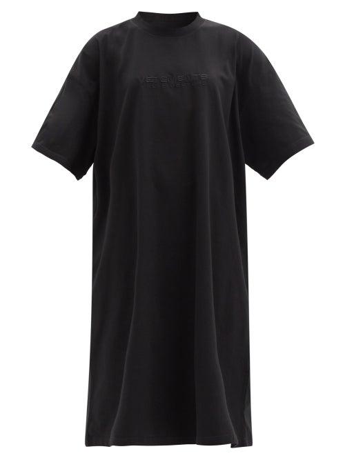 Matchesfashion.com Vetements - Haute Couture Logo Cotton-jersey T-shirt Dress - Womens - Black