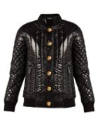 Matchesfashion.com Balmain - Quilted High Shine Bomber Jacket - Womens - Black