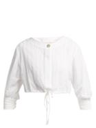 Matchesfashion.com Le Sirenuse, Positano - Emma Embroidered Cotton Crop Top - Womens - White