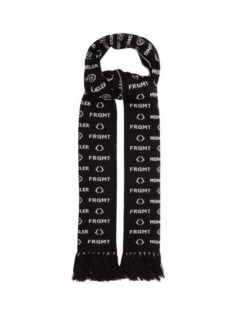 Matchesfashion.com 7 Moncler Fragment - Logo-jacquard Fringed Wool Scarf - Mens - Black