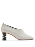 Matchesfashion.com Gray Matters - Molla Spring Heel Leather Pumps - Womens - White Slate Gray