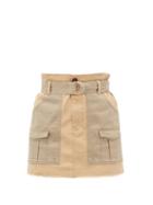 Matchesfashion.com Frame - Safari Cotton-blend Twill Mini Skirt - Womens - Beige
