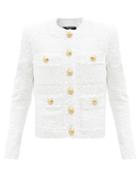 Balmain - Patch-pocket Cotton-blend Tweed Jacket - Womens - White