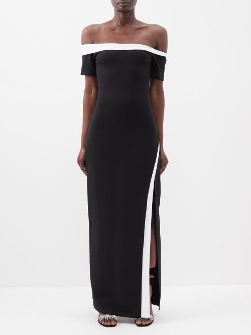 Staud - Gabriel Double-knit Ponte Maxi Dress - Womens - Black White