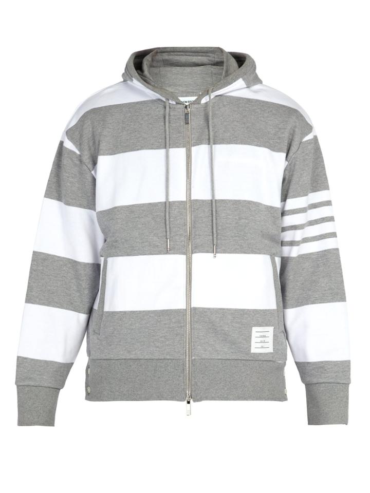 Thom Browne Striped Hooded Cotton Sweatshirt