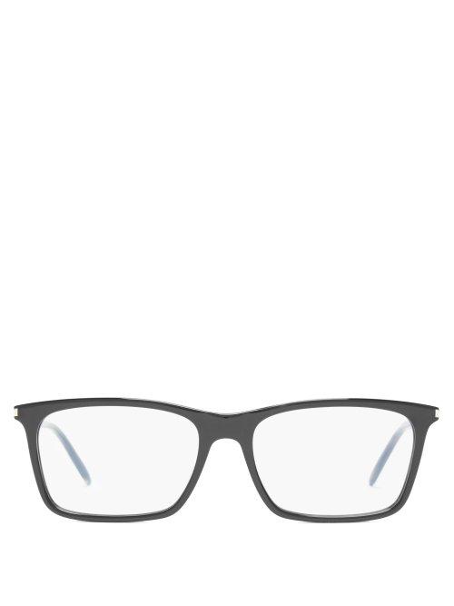 Matchesfashion.com Saint Laurent - Rectangle Frame Glasses - Womens - Black