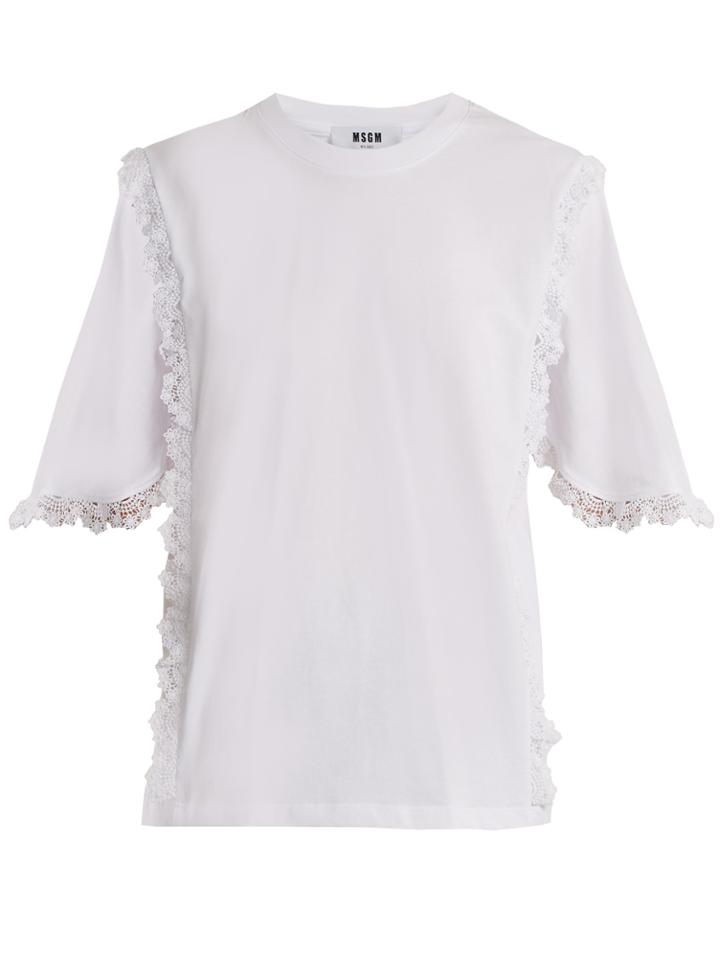 Msgm Macram Lace-trimmed Cotton T-shirt