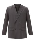 Matchesfashion.com Valentino Garavani - Slit-collar Double-breasted Jacket - Mens - Grey