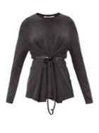 Matchesfashion.com Valentino - Belted Wool-blend Sweater - Womens - Grey