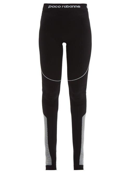 Matchesfashion.com Paco Rabanne - Bodyline Logo Jacquard Stirrup Leggings - Womens - Black White