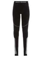 Matchesfashion.com Paco Rabanne - Bodyline Logo Jacquard Stirrup Leggings - Womens - Black White