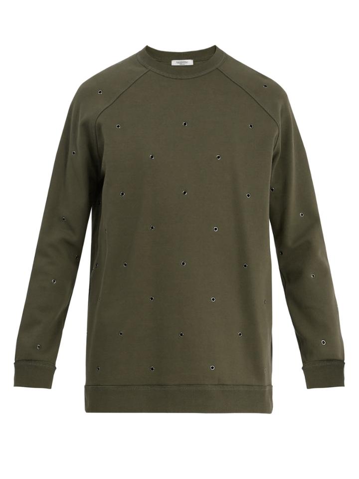 Valentino Eyelet-embellished Raglan Sweatshirt