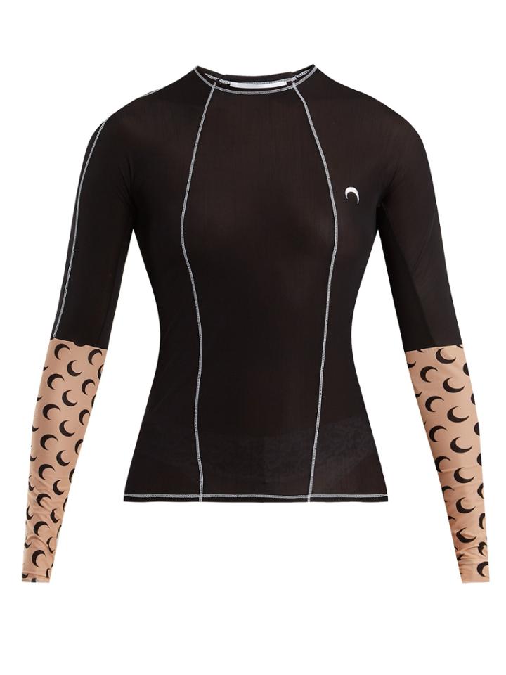 Marine Serre Moon-print Sleeve Jersey Top