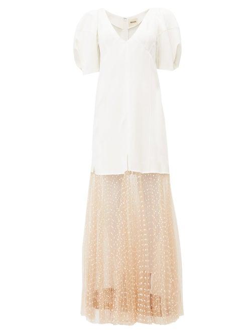 Matchesfashion.com Khaite - Dorothy Polka Dot Tulle Dress - Womens - White