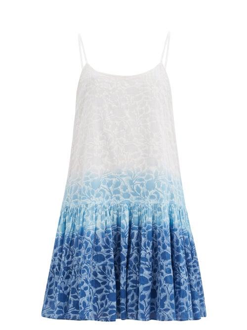 Ladies Beachwear Juliet Dunn - Shadow Flower-print Cotton-voile Mini Dress - Womens - Blue Print