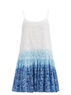 Ladies Beachwear Juliet Dunn - Shadow Flower-print Cotton-voile Mini Dress - Womens - Blue Print