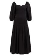 Matchesfashion.com Rhode Resort - Harper Shirred Cotton Midi Dress - Womens - Black