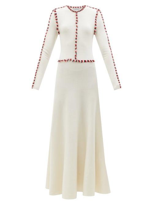 Gabriela Hearst - Vez Fringed Wool-blend Dress - Womens - Ivory Multi