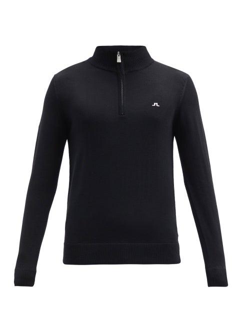 Matchesfashion.com J.lindeberg - Kian Tour Logo-embroidered Merino-wool Top - Mens - Black