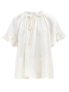 Loup Charmant - Marina Ruffled Organic-cotton Voile Top - Womens - Beige