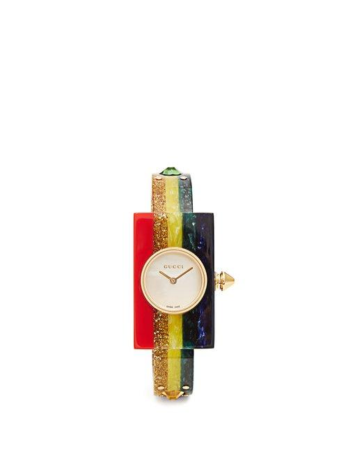 Matchesfashion.com Gucci - Striped Plexiglas Watch - Womens - Multi