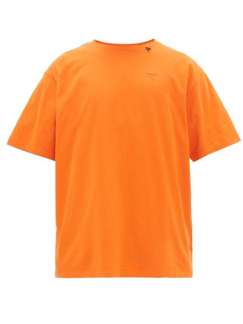 Matchesfashion.com Off-white - Abstract Arrow Logo Embroidered Cotton T Shirt - Mens - Orange Multi