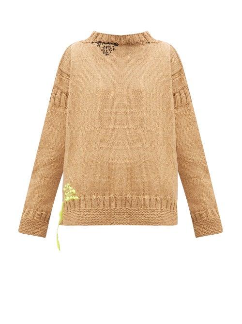 Matchesfashion.com La Fetiche - Louise Patchwork Wool Sweater - Womens - Camel