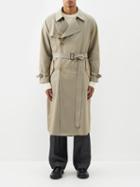 Auralee - Finx Washed Cotton-blend Chambray Trench Coat - Mens - Light Grey