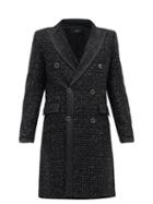 Matchesfashion.com Amiri - Satin-trimmed Boucl-tweed Double-breasted Coat - Mens - Black