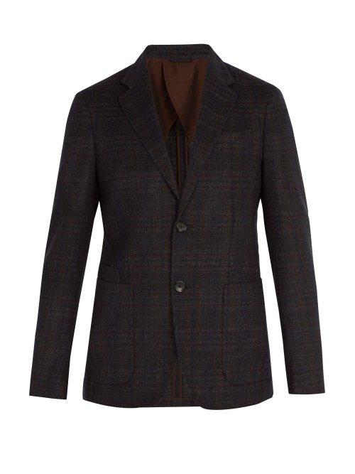 Matchesfashion.com Ermenegildo Zegna - Single Breasted Checked Wool Blazer - Mens - Navy Multi