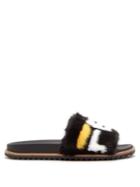 Matchesfashion.com Fendi - Mania Mink And Leather Slides - Mens - Black Multi