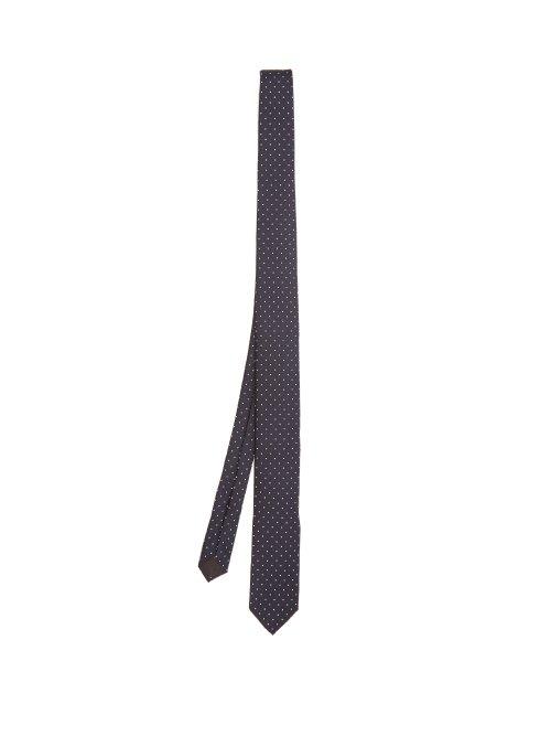 Matchesfashion.com Dolce & Gabbana - Polka Dot Silk Tie - Mens - Navy