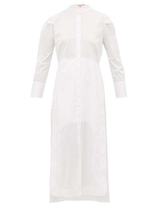Matchesfashion.com Brock Collection - Penelope Cotton Poplin Midi Shirt Dress - Womens - White