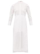 Matchesfashion.com Brock Collection - Penelope Cotton Poplin Midi Shirt Dress - Womens - White