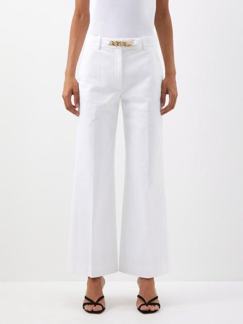 Valentino - Gabardine Wide-leg Culotte Trousers - Womens - White