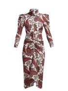 Matchesfashion.com Isabel Marant - Tizy Paisley Print Silk High Neck Dress - Womens - Red Multi