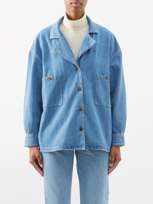Giuliva Heritage - The Meryl Patch Dropped-shoulder Denim Jacket - Womens - Denim