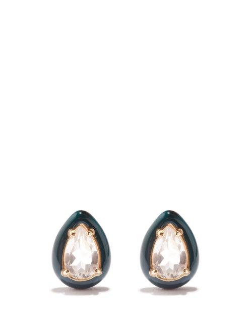 Bea Bongiasca - Gumdrop Crystal & 9kt Gold-plated Earrings - Womens - Green Multi
