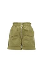 Matchesfashion.com Isabel Marant Toile - Lizy Shirred Cotton Canvas Shorts - Womens - Khaki