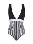 La Perla Sailor-stripes Plunging Swimsuit