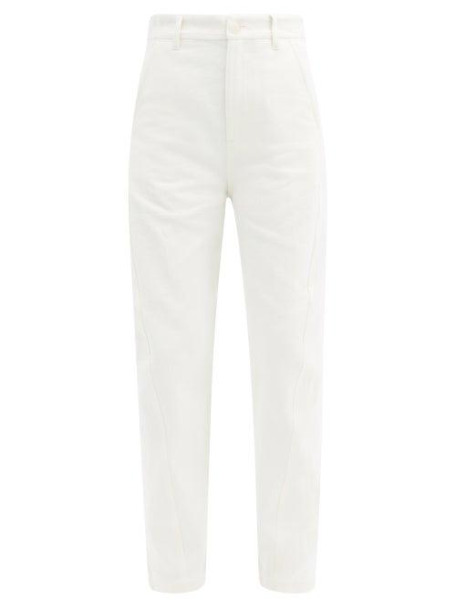 Matchesfashion.com Raey - Twist-seam Wide-leg Cotton-blend Trousers - Womens - White