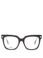 Matchesfashion.com Fendi - Ff Logo-engraved Square Acetate Glasses - Womens - Black