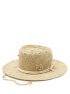 Ruslan Baginskiy - Chain-strap Embroidered-logo Straw Hat - Womens - Natural