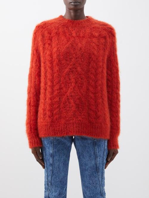 Isabel Marant - Thomas Cable-knit Mohair-blend Sweater - Womens - Dark Orange
