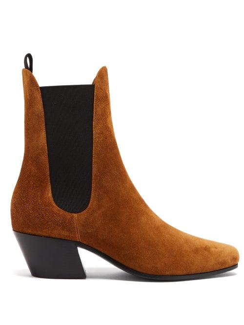 Matchesfashion.com Khaite - Saratoga Suede Chelsea Boots - Womens - Tan