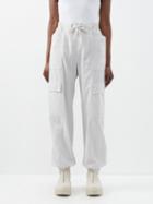 Moncler - Drawstring-waist Cotton Cargo Trousers - Womens - Light Grey