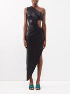 Norma Kamali - One-shoulder Cutout Lam Gown - Womens - Black
