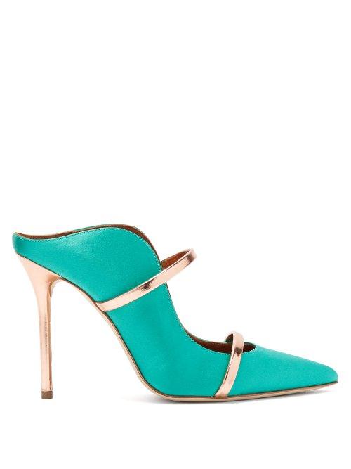 Matchesfashion.com Malone Souliers By Roy Luwolt - Maureen Satin Mules - Womens - Green Multi